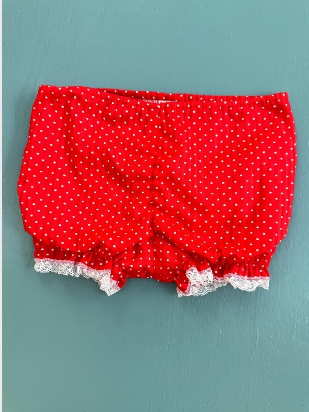 Vintage 1970s Toddler Training Pants Bloomers Red Polka Dot Lace Trim Size 24M